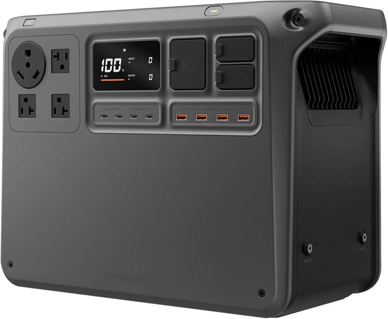 DJI Power 2000 Portable Power Station, 2048Wh LFP Battery, Compact Size, 3000W Stable Output, 0-80% Recharge in 55 Mins, Electric Generator for Home, Camping & RVs, Off-Grid