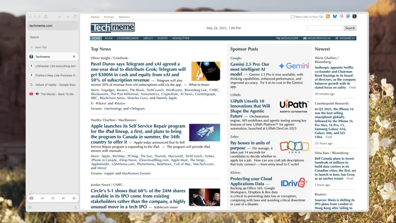 Zen browser interface.