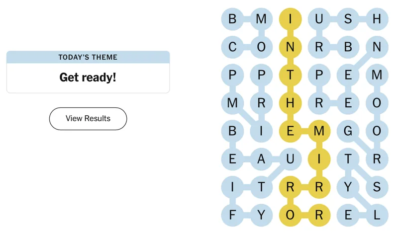 Completed NYT Strands board