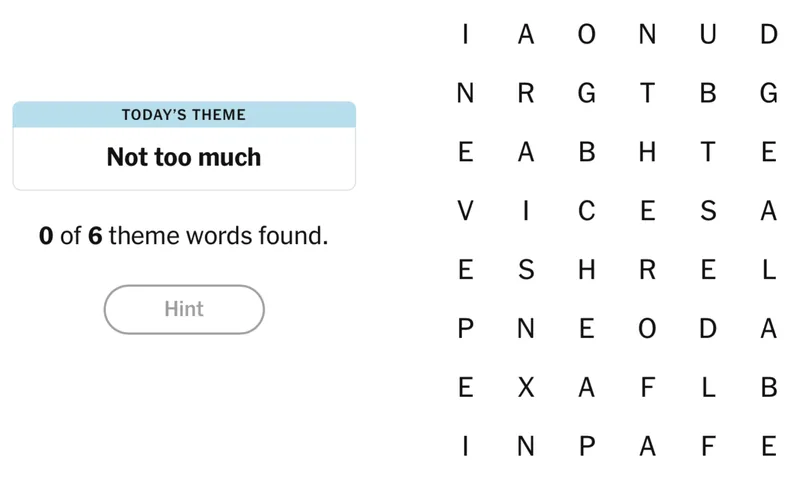 NYT Strands board for April 18, 2026: Not too much.