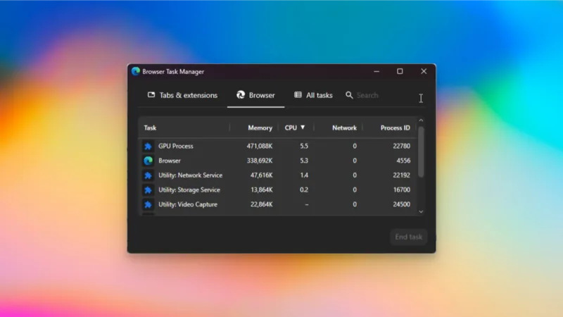 Edge's task manager.
