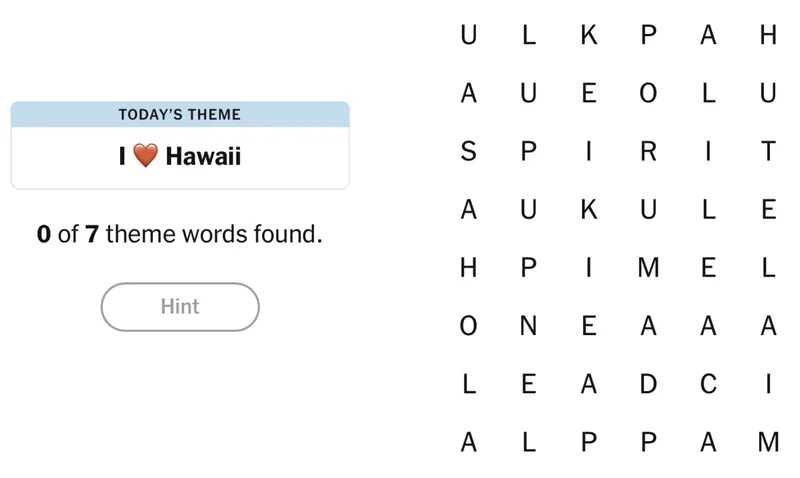 NYT Strands board for May 1, 2026: I ❤️ Hawaii.