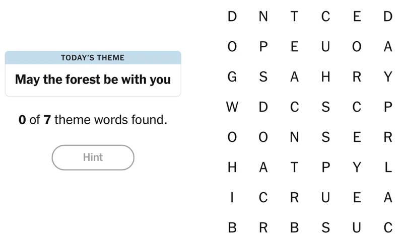 NYT Strands board for May 4, 2026: May the forest be with you.