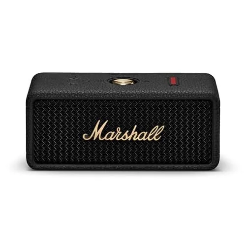 Marshall Emberton III Portable Bluetooth Speakers, Wireless, IP67 Rating Dust & Water Resistant, 32+ Hours Playtime, Quick Charge - Black & Brass
