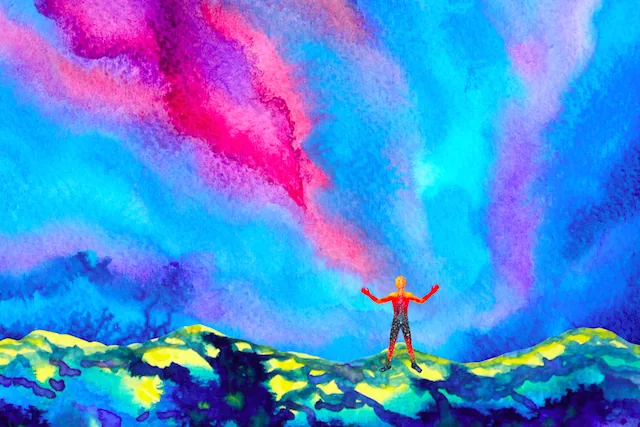 A woman smiling and looking thoughtful, representing positive psychology concepts